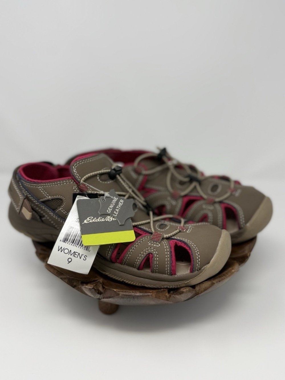 NEW Eddie Bauer Sport Sandals Womens Sz 9 Leather Brown Pink Trail Hiking w/Tags